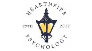 Hearthfire Psychology logo featuring an illuminated lantern with Established 2019 text